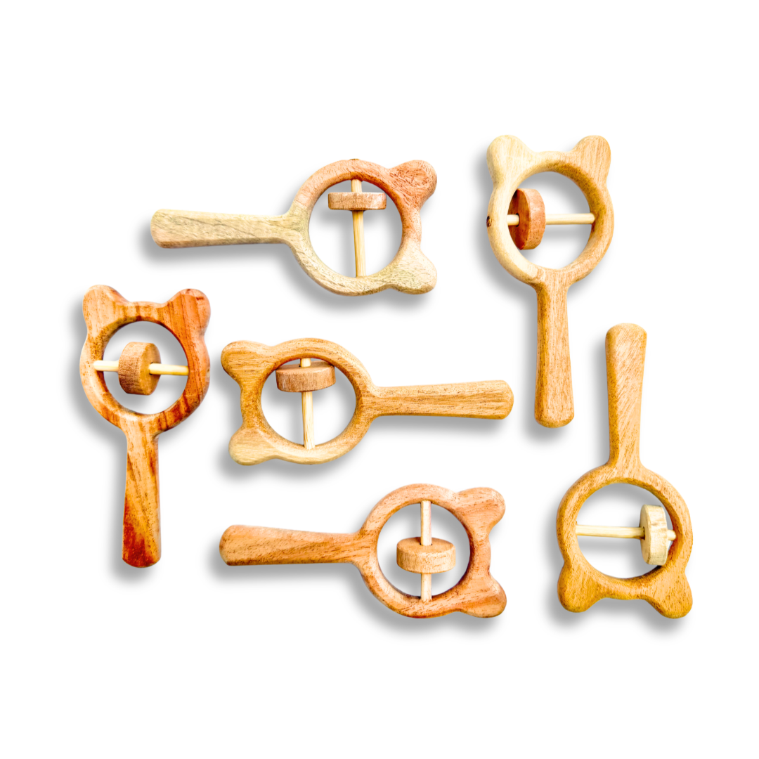 Lovudd Toys Wooden Rattle - Teddy