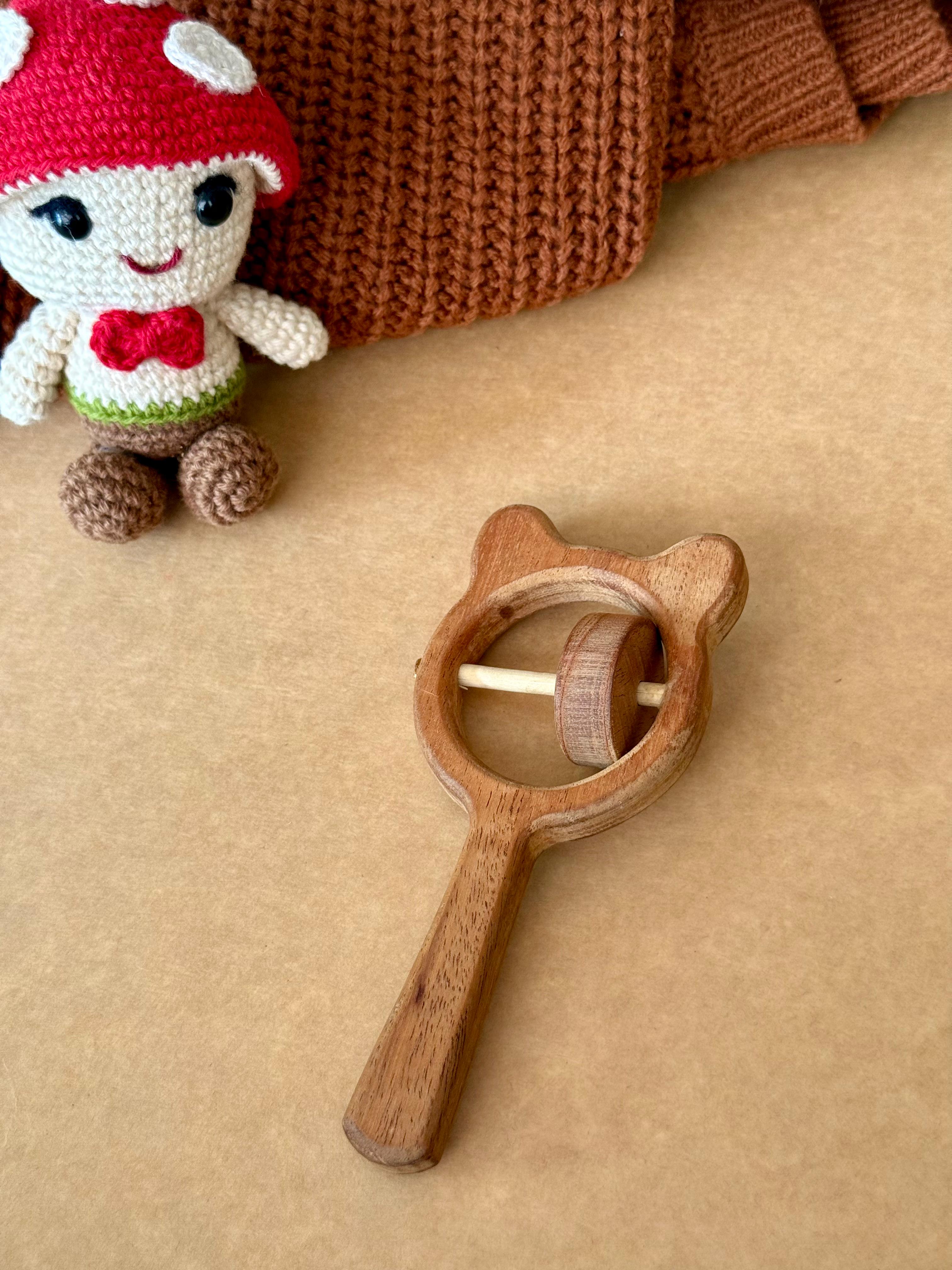 Lovudd Toys Wooden Rattle - Teddy