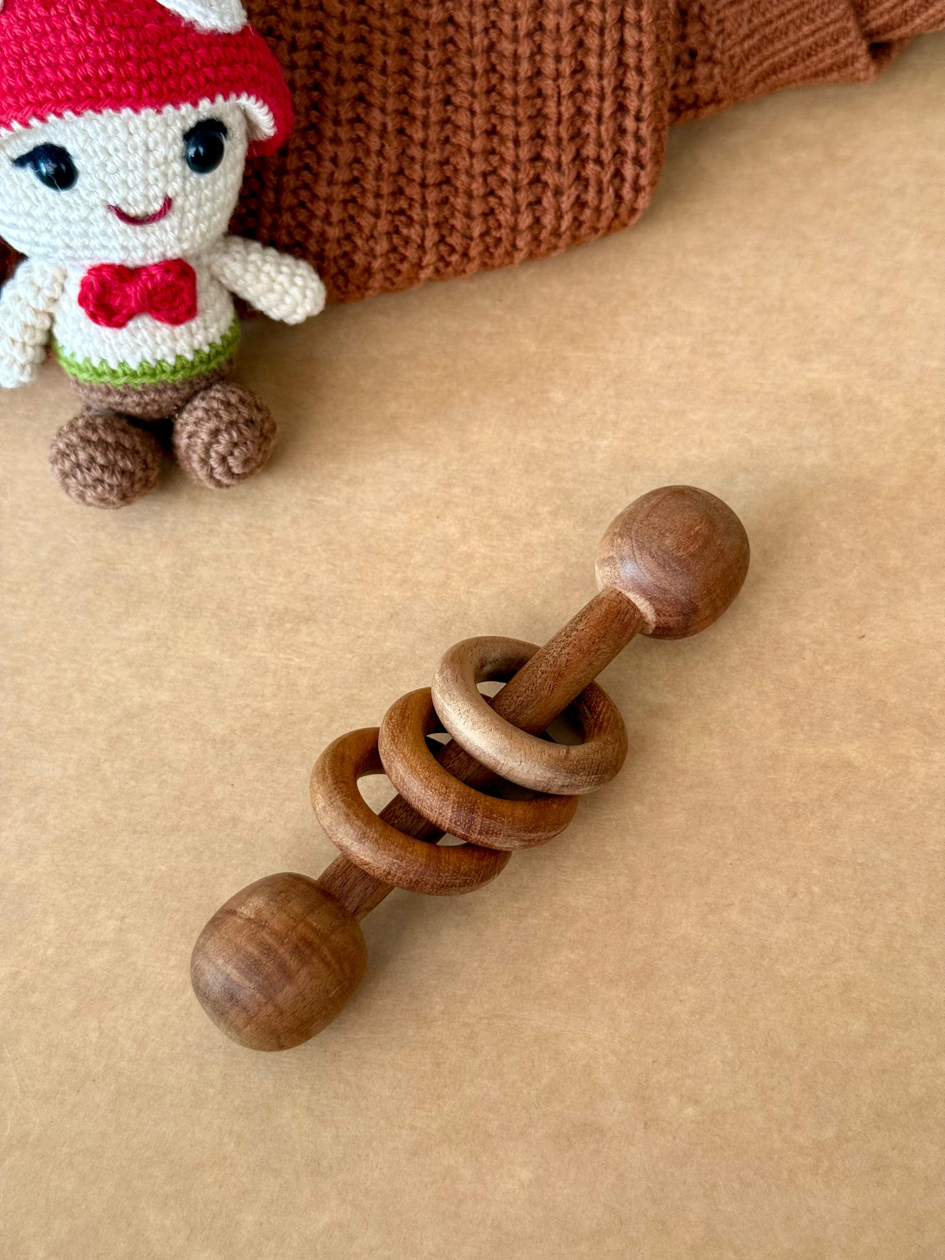 Lovudd Toys Wooden Rattle - Dumbell