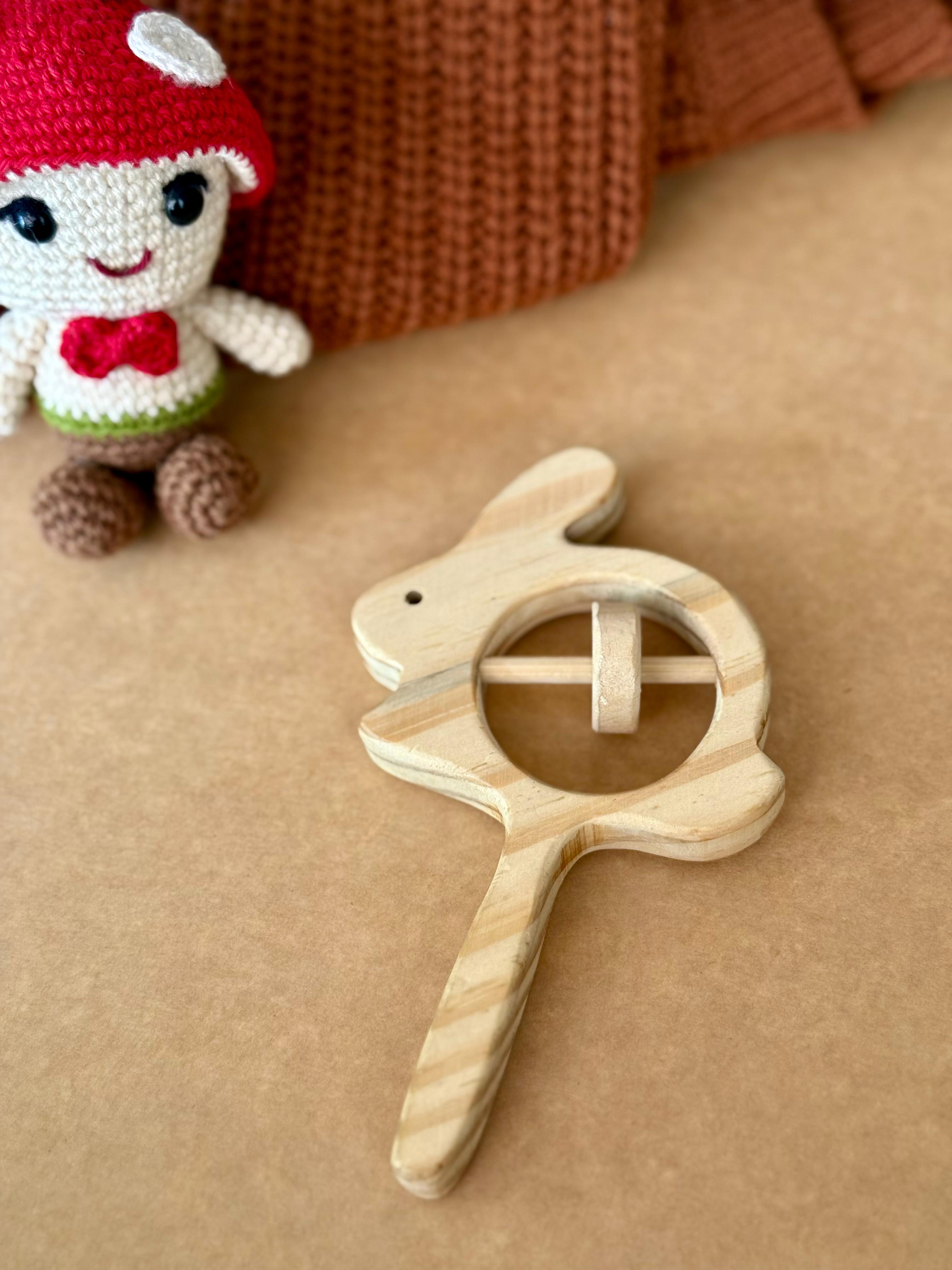 Lovudd Toys Wooden Rattle - Rabbit